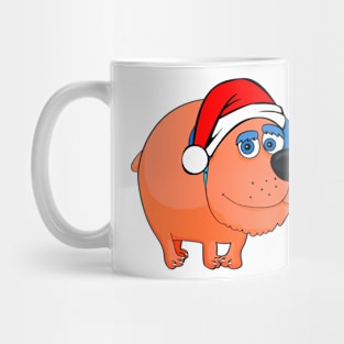 Funny Cartoon Dog Wearing A Santa Hat Mug